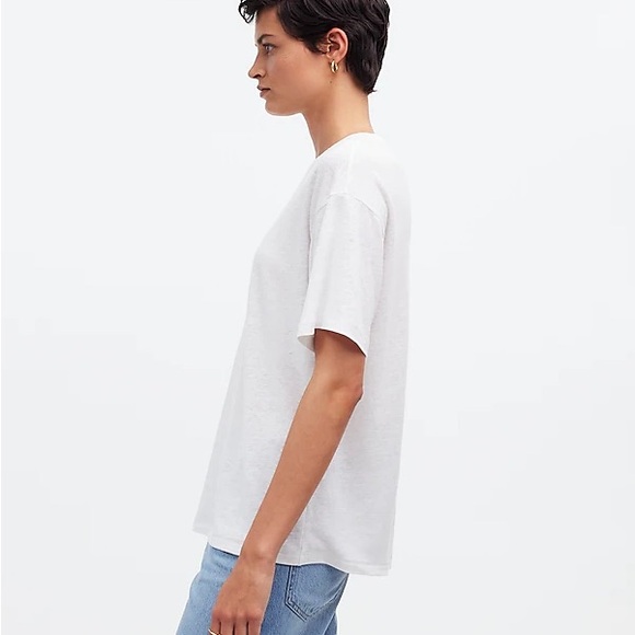 NWT Madewell Linen-Blend Crewneck Oversized Tee - Picture 2 of 6